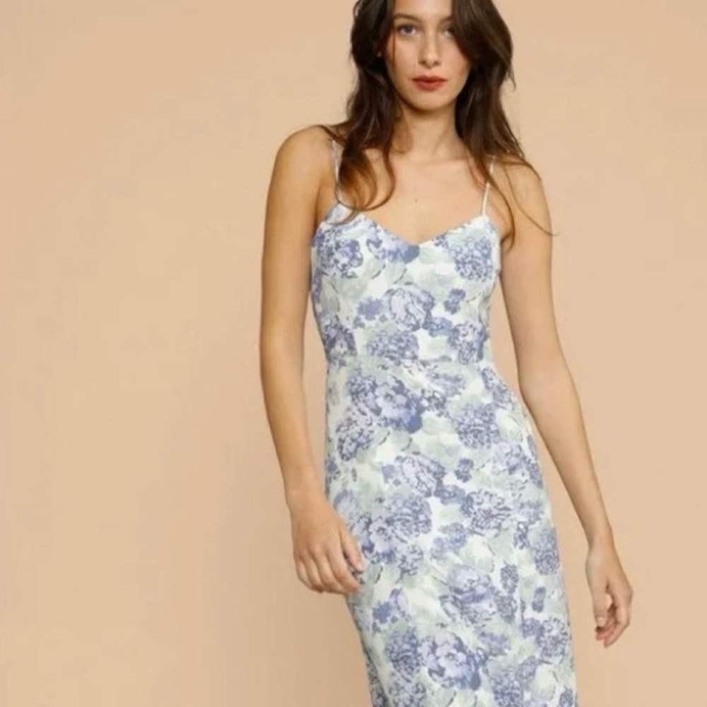 Rouje Blue Floral Midi Dress